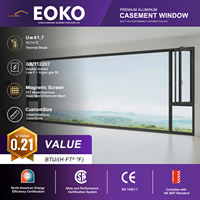 Fenêtres à battants en aluminium EOKO, spécification Build Grade, avec cadre renforcé pour la sécurité, idéales pour la construction de maisons modernes