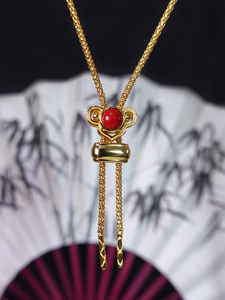 FYXL1266BR Collar versátil de estilo vintage con rubíes y zafiros incrustados en oro, un diseño único y retro (puede ser adornado) - Product Image 1