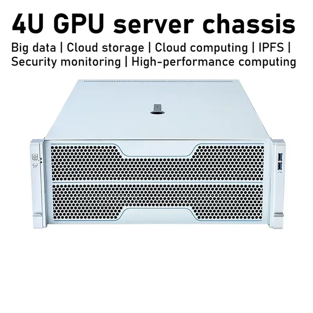 ATX Straight-through Mid Tower 4U Rackmount Metal Chassis High-Performance Computing AI Storage Video Audio GPU Server HDD Stock