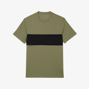 เสื้อยืดผู้ชายสีสันหลากหลายสำหรับทุกฤดูกาล ผ้าฝ้ายเนื้อปานกลาง ใส่ซ้อนกันได้หลากหลาย ใช้ได้ตลอดทั้งปี ดีไซน์แผงสีตัดกันโดดเด่น สวมใส่สบายแบบลำลอง - Product Image 1