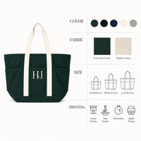 Sac fourre-tout en toile personnalisé avec logo, réutilisable pour les courses, avec poche avant et base rigide, sac à main en coton en gros