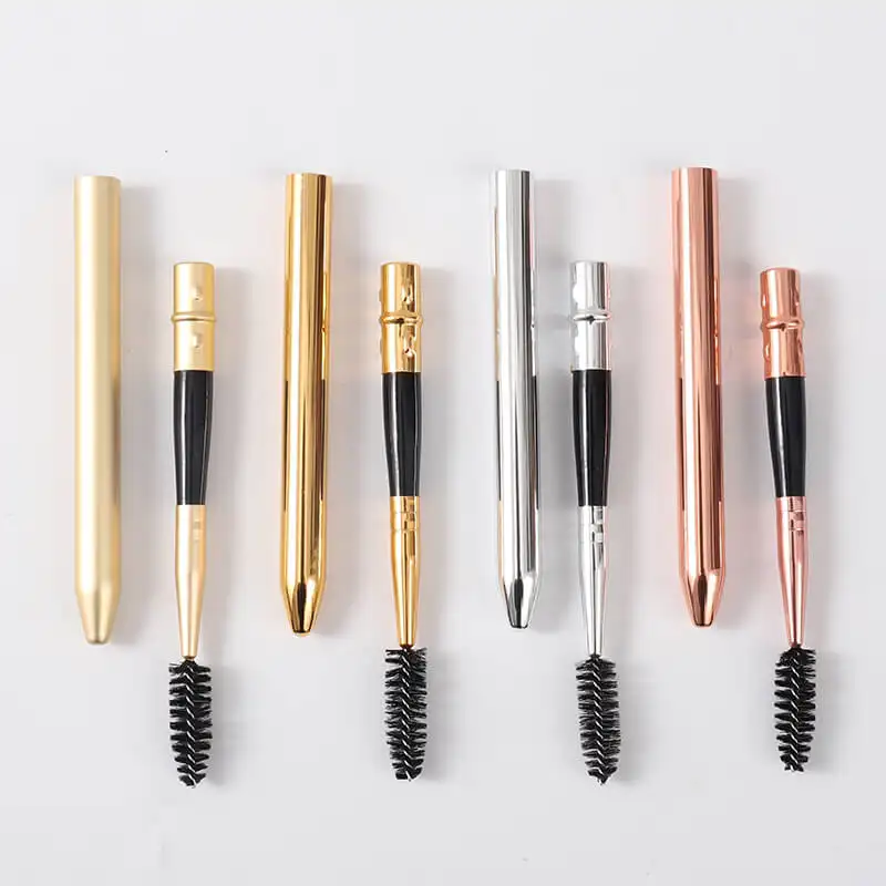 Eyelash Washing Mascara Brush White Or Black Spoolie With Metal Cover Solid Flexible Multipurpose Rose Gold Mascara Wand