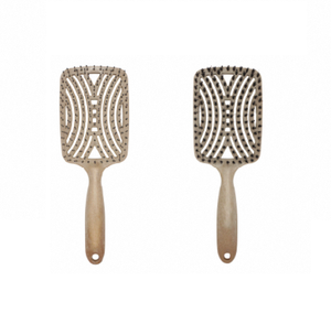 Brosse à rouler de qualité salon avec manche en D, baril en céramique, poignée en caoutchouc antidérapante et poils de sanglier doux pour le coiffage des cheveux lisses - Product Image 4