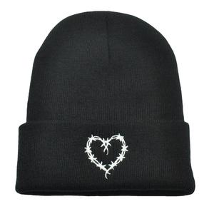 Venta al por mayor de moda de Punto Corazón Otoño e Invierno Multicolor bordado cálido Beanie Unisex Hip-Hop bordado Beanie sombreros - Product Image 3
