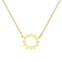 Collier pendentif minimaliste en acier inoxydable plaqué or 18 carats pour femme Demi-soleil lumière du soleil diffuse avec perle pour les fêtes