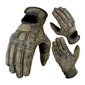 Guantes de Motocicleta de Cuero para Hombre, Protección de Nudillos Reforzada, Guantes de Conducción Completos, Guantes Retro de Motociclista, Equipo de Moto de Cuero Genuino - Product Image 1