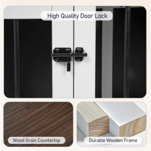 Blanc Rectangle Bois Plateau En Plastique Chien Chenil Caisse Meubles Cage avec Table Intérieur - Product Image 3