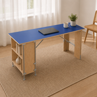 Bureau blanc Ocean, bureau d'étude, bureau informatique, table de salle à manger longue style Bauhaus, sur mesure