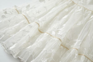 Vestido <span class=keywords><strong>Maxi</strong></span> Infantil 2025, Último Estilo, Verano, Algodón, Encaje Blanco, Manga con Volantes 3D, Cuello Cuadrado, Bordado, ODM, Ecológico, Lavable - Product Image 5