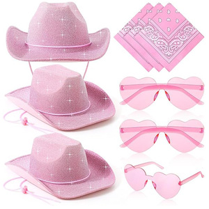 Sombrero de Vaquero Rosa para Despedida de Soltera, Juego de 3 Piezas, Decoración de Sombrero de Vaquero Occidental, Decoración para Fiesta de Despedida de Soltera, Accesorios para Fotos de Cumpleaños de Niñas - Product Image 1