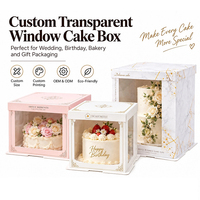Individuell Bedruckte Kuchenboxen Großhandel Weiße Papier-Bäckerei-Geschenkbox mit Klarsichtfenster und Griff für Geburtstagstorten