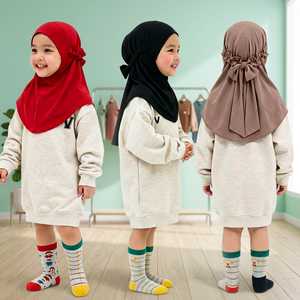Wambli International Kids Muslim Modest <b>Hijab</b> 3-6 Years Girls Instant <b>Hijab</b> All Seasons Solid Eco-Friendly Breathable Polyester - Product Image 2