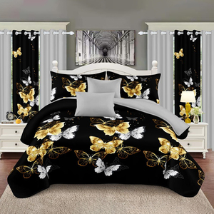 Parure de lit de luxe en polyester DL, 12 pièces, taille King, avec couettes, taies d'oreiller et rideaux, résistante à la décoloration, toutes saisons, pour chambre à coucher, vente en gros OEM - Product Image 3