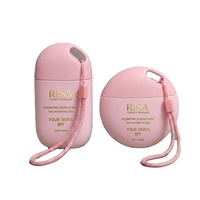 Flacon cosmétique plat en plastique HDPE pour crème solaire, 50g, avec cordon de fixation, couleur personnalisée, impression sérigraphique à chaud