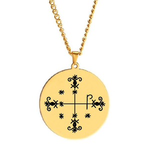 Il tempio di Vodun benedizioni per gli <span class=keywords><strong>antenati</strong></span> e lo spirito divino amuleto talismano taglio Laser collana pendente in acciaio inossidabile - Product Image 2