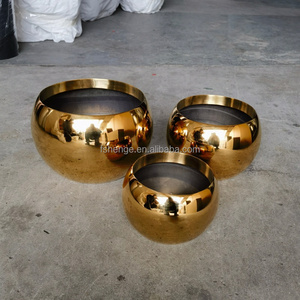 Décoration intérieure de luxe Grande jardinière en acier inoxydable Pot de fleur en or Intérieur moderne Décoratif Grand Vase surdimensionné Or - Product Image 4