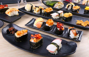 <span class=keywords><strong>Vaisselle</strong></span> en gros assiettes de chargeur rectangulaires assiette de service à pizza noire assiette de mélanine noire snack sushi - Product Image 3