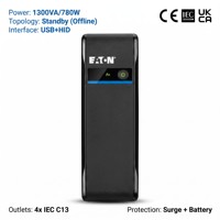 Eaton Série 3P 3P1300UI 1,3 kVA 780 W 230 V CE UL ISO Onduleur interactif en ligne avec port USB pour PC, station de travail et système de contrôle d'alimentation