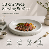 Assiette en mélamine Drum, gris sidéral mat, design contemporain, passe au lave-vaisselle, écologique, durable, plat de service de forme unique