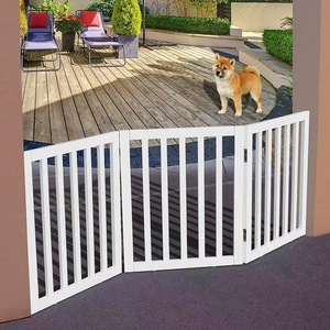 Valla plegable de madera para mascotas, blanca, de madera maciza, ajustable, para perros pequeños y grandes, rectangular, estilo clásico. - Product Image 2