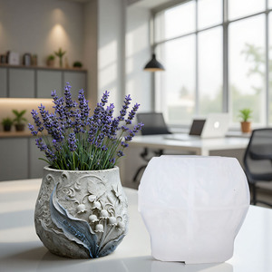 <span class=keywords><strong>Moule</strong></span> en silicone Lily Butterfly pour pot à encens, <span class=keywords><strong>moule</strong></span> en plâtre de ciment, <span class=keywords><strong>moule</strong></span> DIY pour pot de rangement en résine époxy, pot de fleurs, ornements - Product Image 3