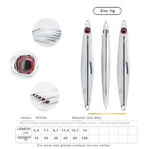 JIGGINGSOUL OEM 306 Metal Cast Jig Señuelo Aleación de Zinc 15g-100g Cromado para pesca de agua dulce <span class=keywords><strong>en</strong></span> ríos - Product Image 2