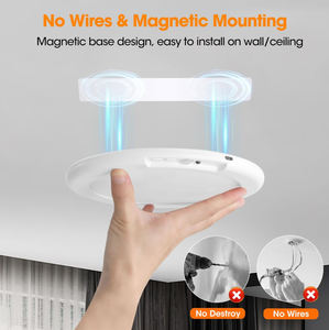 Plafonnier rechargeable à détecteur de mouvement avec télécommande, magnétique, sans fil, alimenté par batterie, 400LM, dimmable, 3 couleurs, pour placard et douche - Product Image 3