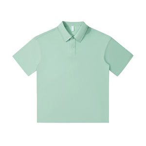 Summer 50s Cotton Loose Polo Compact Drop Shoulder T-Shirt - Product Image 1