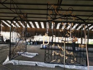 Châu Âu hiện đại trang trí vườn rèn sắt cửa Thiết kế trang trí ngoài trời thép pergola mái vòm sắt thiết kế - Product Image 4