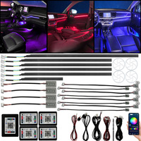 Kit de bande de lumière ambiante RVB pour l'intérieur de la voiture, 18 pièces