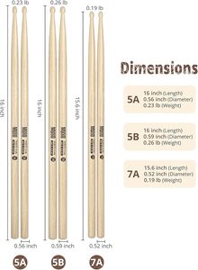 <span class=keywords><strong>Baquetas</strong></span> Profesionales Personalizadas PUNK MA-18O OEM 5A 7A, Mejor Madera <span class=keywords><strong>de</strong></span> <span class=keywords><strong>Roble</strong></span> Blanco, Paquete <span class=keywords><strong>de</strong></span> 1000 para Adultos - Product Image 4