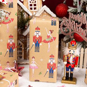 Papier d'emballage de Noël Burymento, design Casse-Noisette, en papier kraft, 17 pouces x 32,8 pieds, mini rouleau pour emballer les cadeaux de Noël - Product Image 3