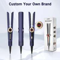Lisseur professionnel 2-en-1 à flux d'air avec ions négatifs, pour cheveux humides et secs, sèche-cheveux et fer à lisser, outils de coiffure
