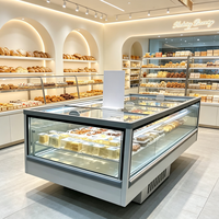 Congélateur îlot commercial sur mesure entièrement transparent avec verre Low-E pour la présentation de viandes congelées en magasin