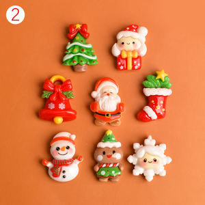 Cabujón plano de resina con diseño navideño de dibujos animados para la fabricación de joyas DIY, horquillas, decoración de fundas de teléfono y accesorios - Product Image 5