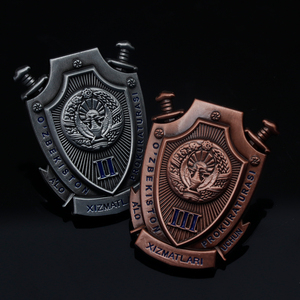 Spilla da balia in metallo incisa all'ingrosso con spille a forma di oliva con Logo di sicurezza <span class=keywords><strong>badge</strong></span> guardia del corpo con portafoglio - Product Image 6