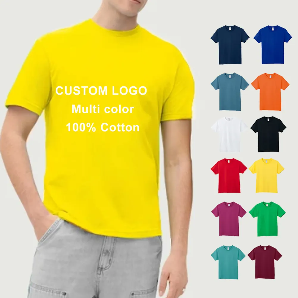 210GSM высококачественные роскошные футболки с вышивкой с логотипом на заказ простые пустые футболки унисекс простые хлопковые модные брендовые мужские футболки