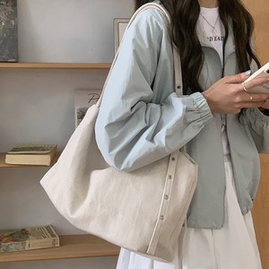Canvas Tote Bag Large Capacity Horizontal <b>Square</b> Solid Color Zipper Closure Everyday Outfits Commuting Shoulder Crossbody Bag - Product Image 4