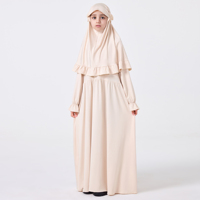 Ramadan 2 pièces moyen-orient musulmane fille Abaya ensemble couleur unie manches évasées robe dentelle foulard ensemble Dubai Robe turque