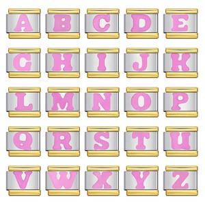 Wholesale Hot Sales Custom 26 English A-Z <b>Letters</b> Italian Charm Link Fit 9mm Stainless Steel Bracelet DIY Making Jewelry Gift - Product Image 2
