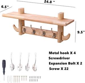 Factory Wholesale Classic Double Tier Wooden Wall Mounted Hangers Hooks <b>Storage</b> Rack Flexible Design <b>for</b> Bedrooms Living Rooms - Product Image 2