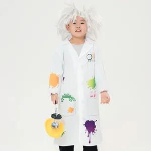 Unisex Raving Mad Scientist kostüm çocuklar için dimi kumaş doktor üniforması fırçalama setleri hastane üniforması tür