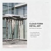 Grande sculpture abstraite en forme de nuage en acier inoxydable, finition polie miroir, pour centre commercial, parc, aménagement paysager commercial