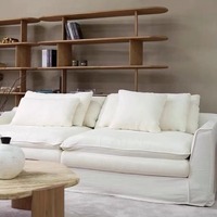 Sofá seccional japonés Wabi-Sabi de tres plazas de lino extraíble para apartamento pequeño, sala de estar, conjunto de diseñador de tela de lino y algodón