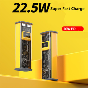 PD 22,5 W Banco de energía transparente 20000mAh Carga rápida Carregador <span class=keywords><strong>Bateria</strong></span> <span class=keywords><strong>Portatil</strong></span> PowerBank para iPhone Samsung - Product Image 2