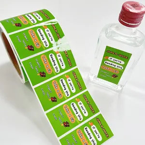 Custom Drining Bottle Labels Waterproof Beverage Fruit Juice Labels Sticker Printing Logo Water Plastic Packaging Labels