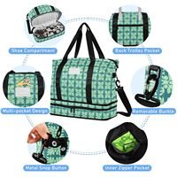 2 sacs de voyage en nylon à fermeture éclair, personnalisés avec motif floral Ulu d'Hawaï, sacs de week-end, sacs de sport avec compartiment pour chaussures