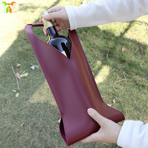 En stock, bolsas para una sola botella de vino hechas de cuero PU, perfectas para regalar vinos, whisky y champán. - Product Image 2