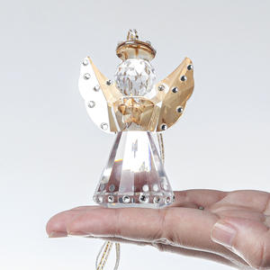 Crystal Angel Figurine Christmas <b>Tree</b> Pendant Decor Amber & Clear Eco-Friendly Polished Glass Art Christmas <b>Decoration</b> Gifts - Product Image 3