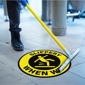ป้ายเตือนพื้นเปียก ขนาด 12 นิ้ว ไวนิลแบบลอกออกได้ ติดด้วยตัวเอง สติ๊กเกอร์เตือนความปลอดภัยพื้นเปียก - Product Image 2